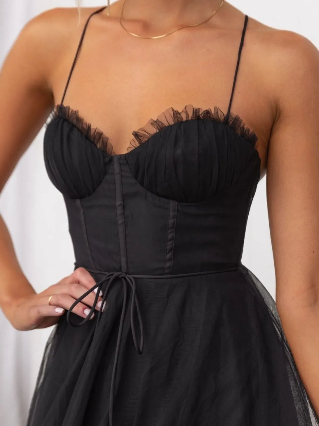 Sweetheart Neck Tulle Midi Dress