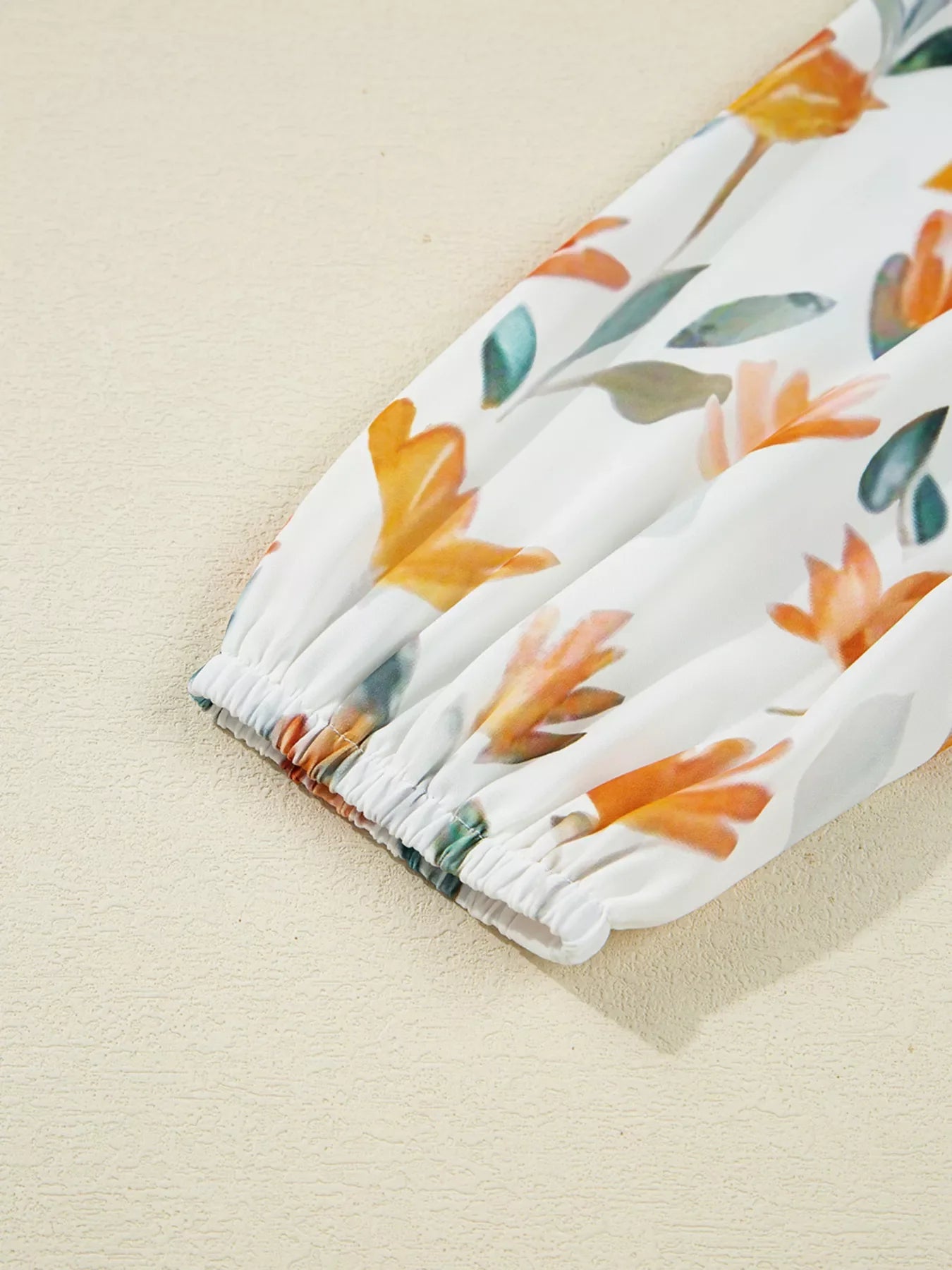 Floral Print Tie Neck Frilled Detail Long Sleeve Mini Dress