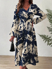 Long Sleeve Printed Midi Dress