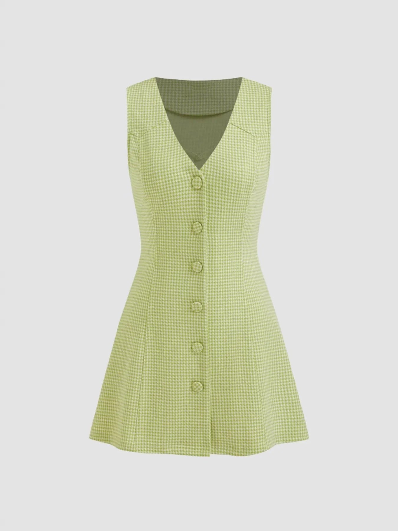 Gingham Button-Front A-Line Mini Dress