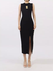 Slit Round Neck Sleeveless Dress