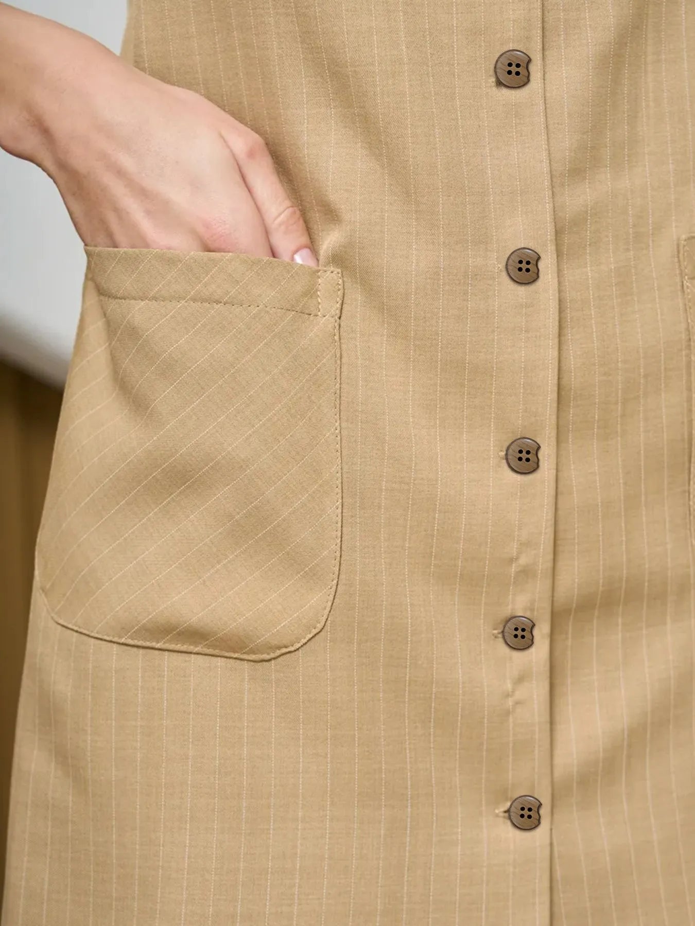 Button-Front Sleeveless Mini Dress with Tie Waist