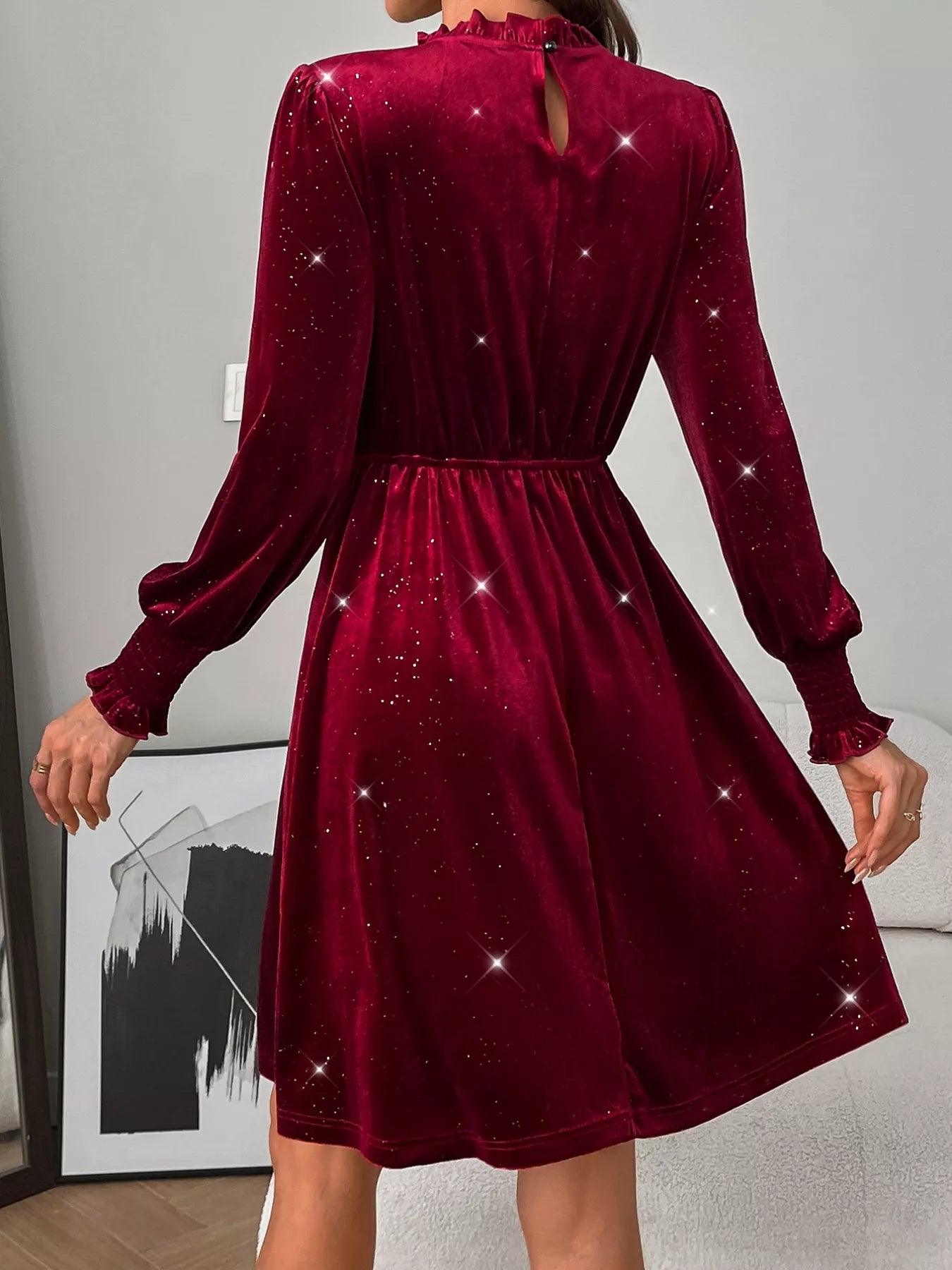 Glitter Velvet A-Line Dress