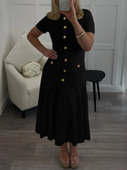 Textured Knit Short Sleeve Dress