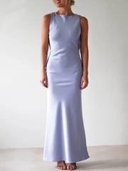 Satin Sleeveless Maxi Dress