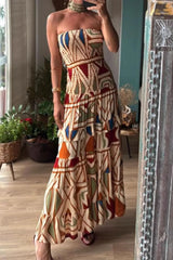 Smocked Printed Tube Dress
