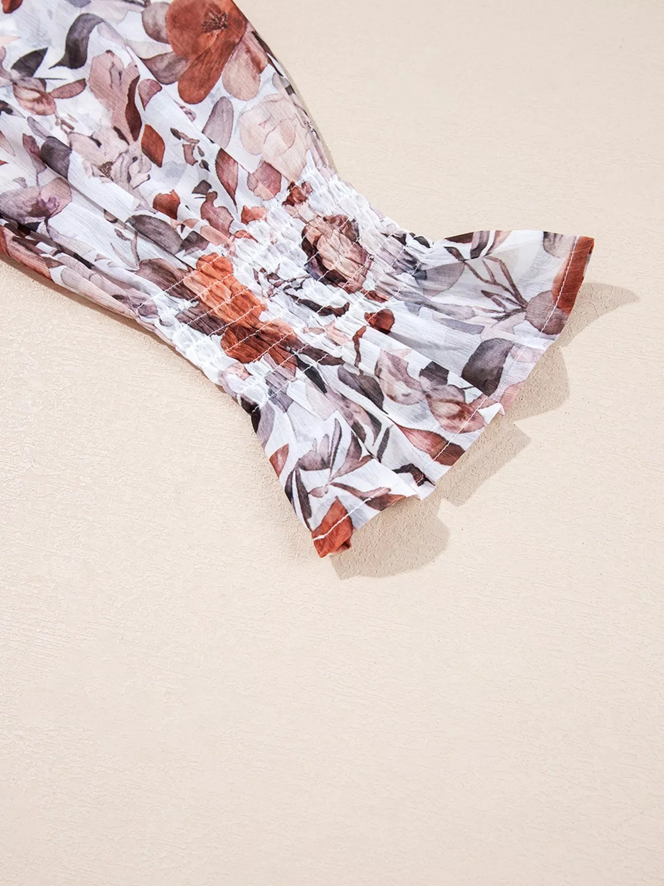 Floral Print Sweetheart Neck Long Sleeve High Waist Mini Dress