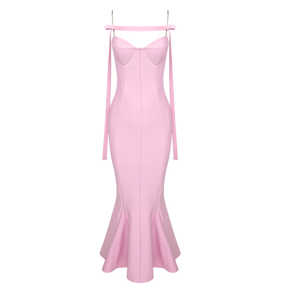 Chain Fishtail Bandage One-piece Dress
