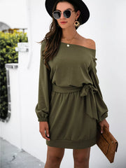 One Shoulder Tie Waist Dress