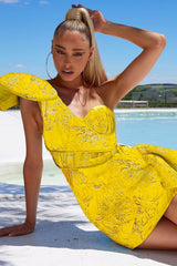 Elegant Jacquard One Shoulder Short Dress