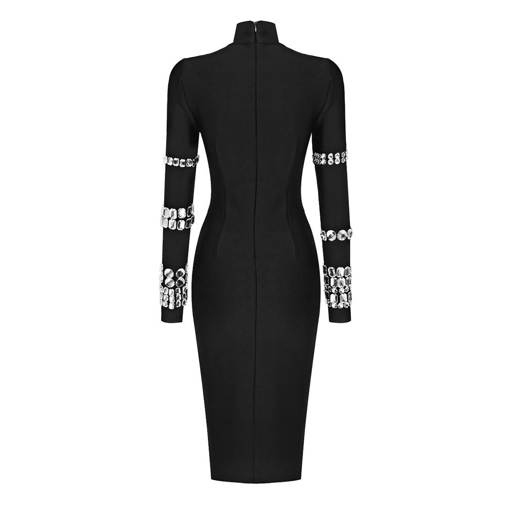 Charming Black Diamond Bandage Dress