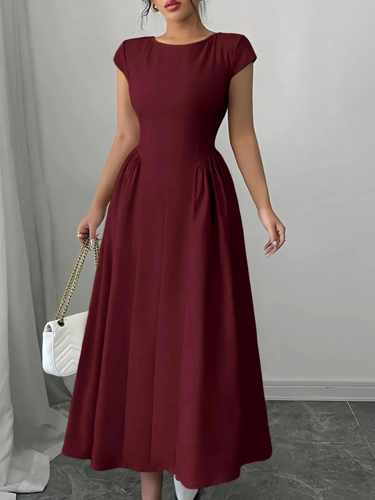 Cutout Tie Back Cap Sleeve Dress