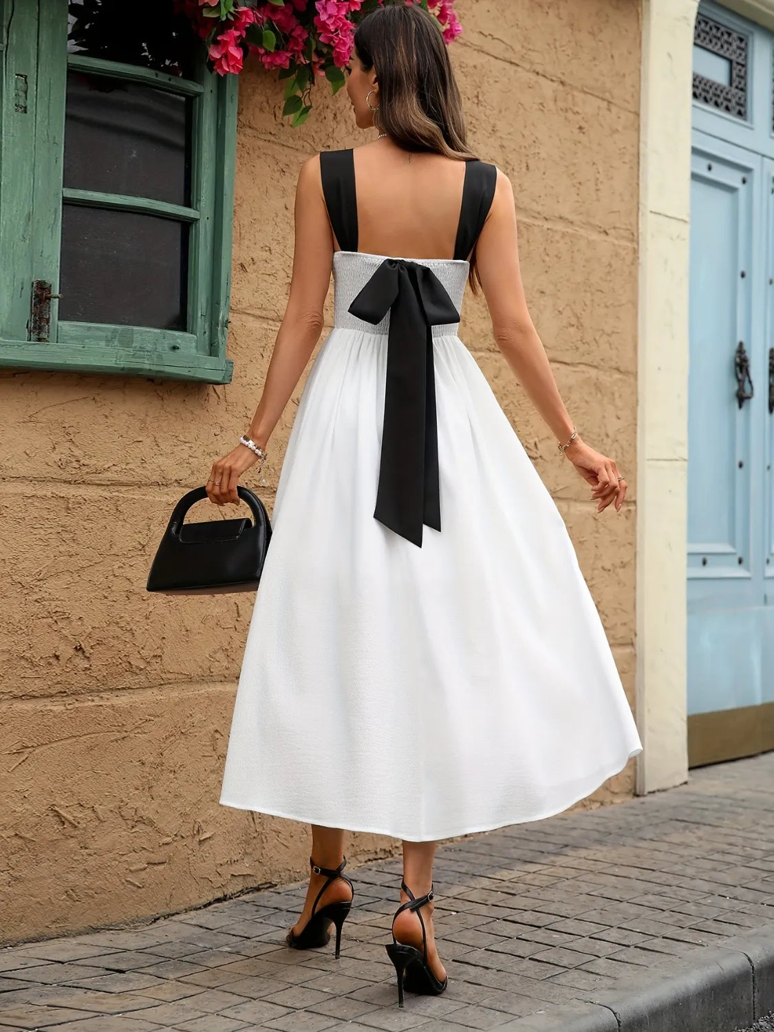 Sweetheart Neck Wide Strap Midi Dress