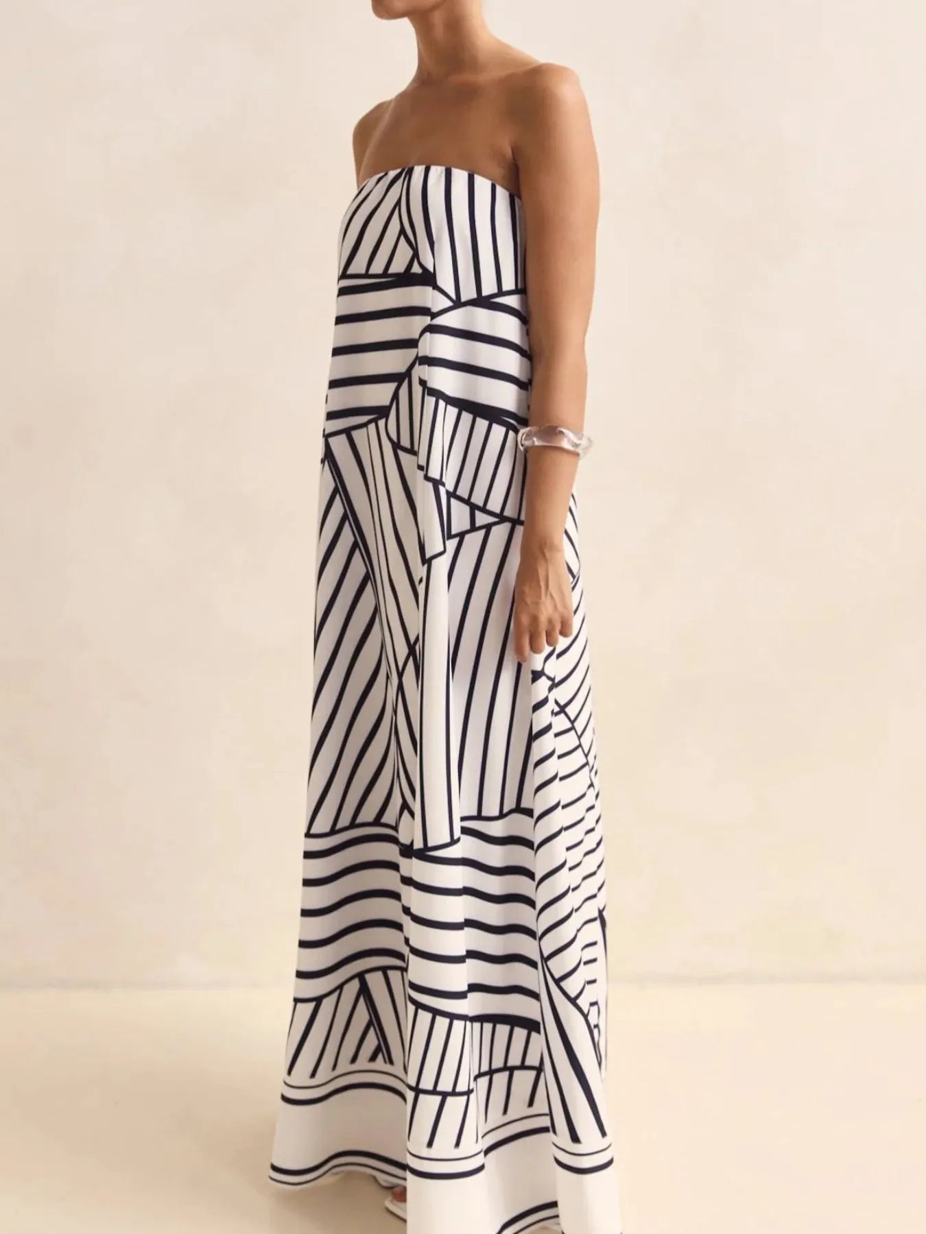 Smocked Printed Tube Maxi Dress