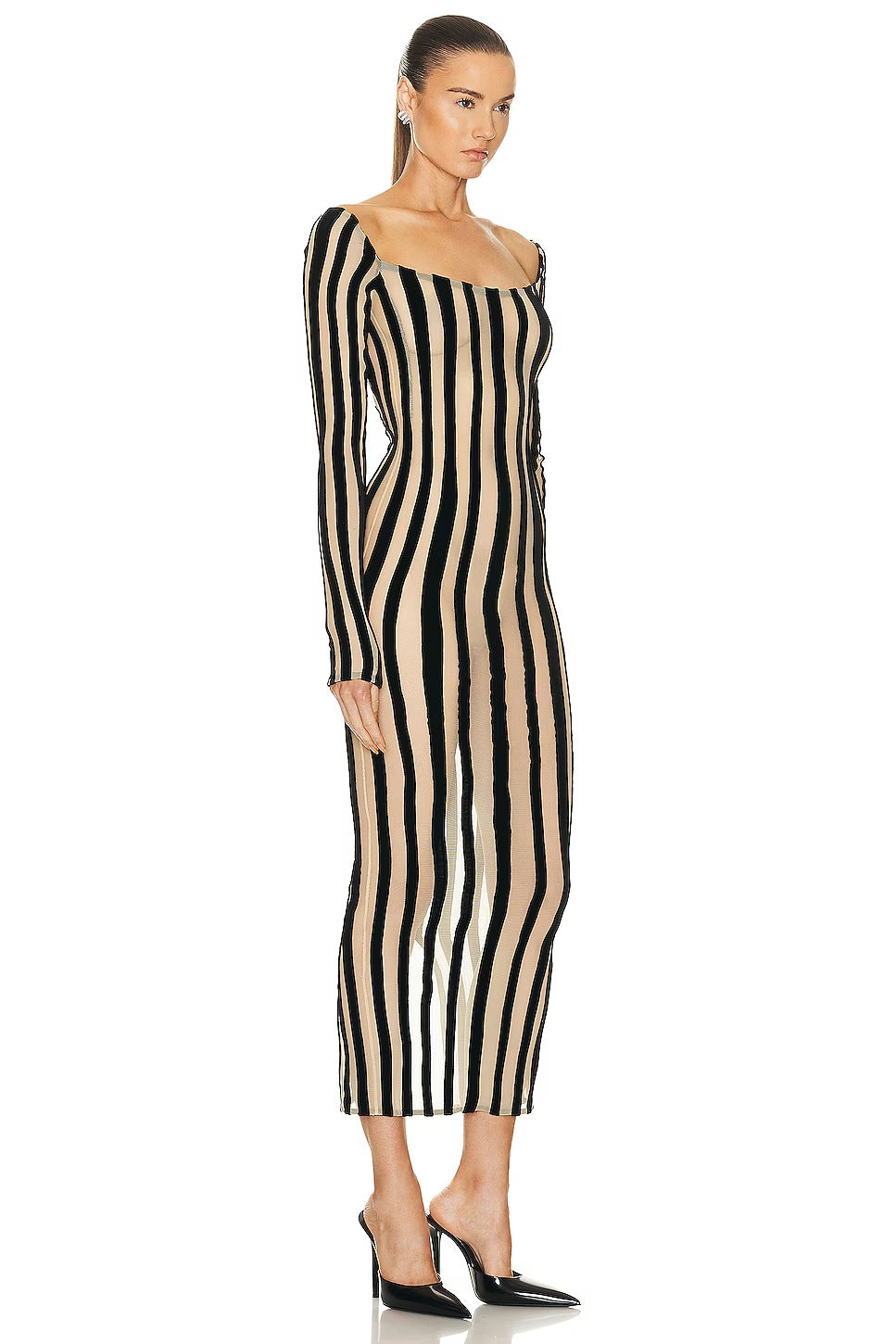 KALIA STRIPED MIDI DRESS