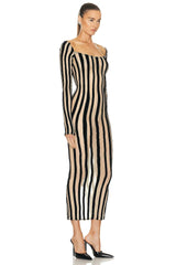 KALIA STRIPED MIDI DRESS