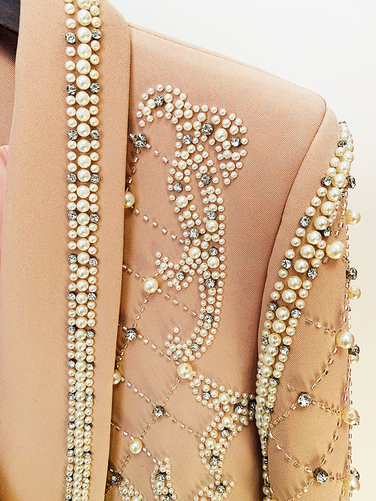 Helin Handmade Gorgeous Heavy Nailed Bead Suit Jacket