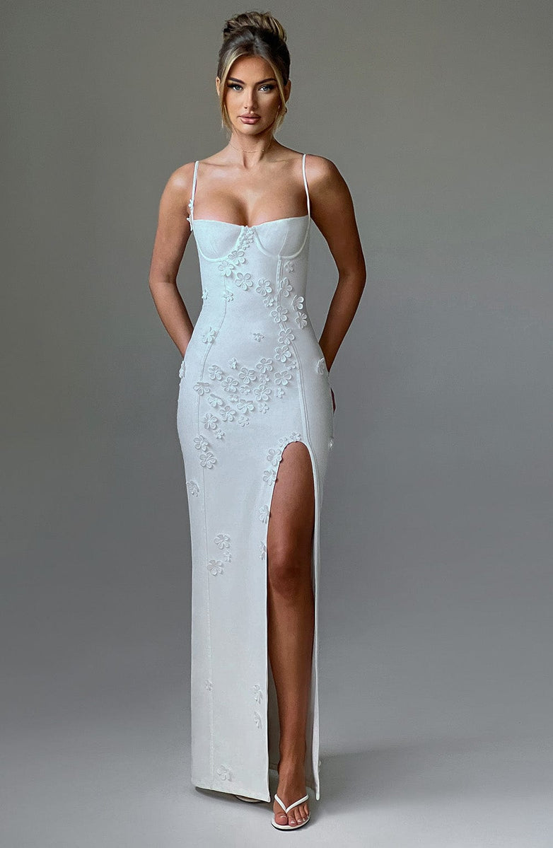 ALANA MAXI DRESS-LINED-WHITE