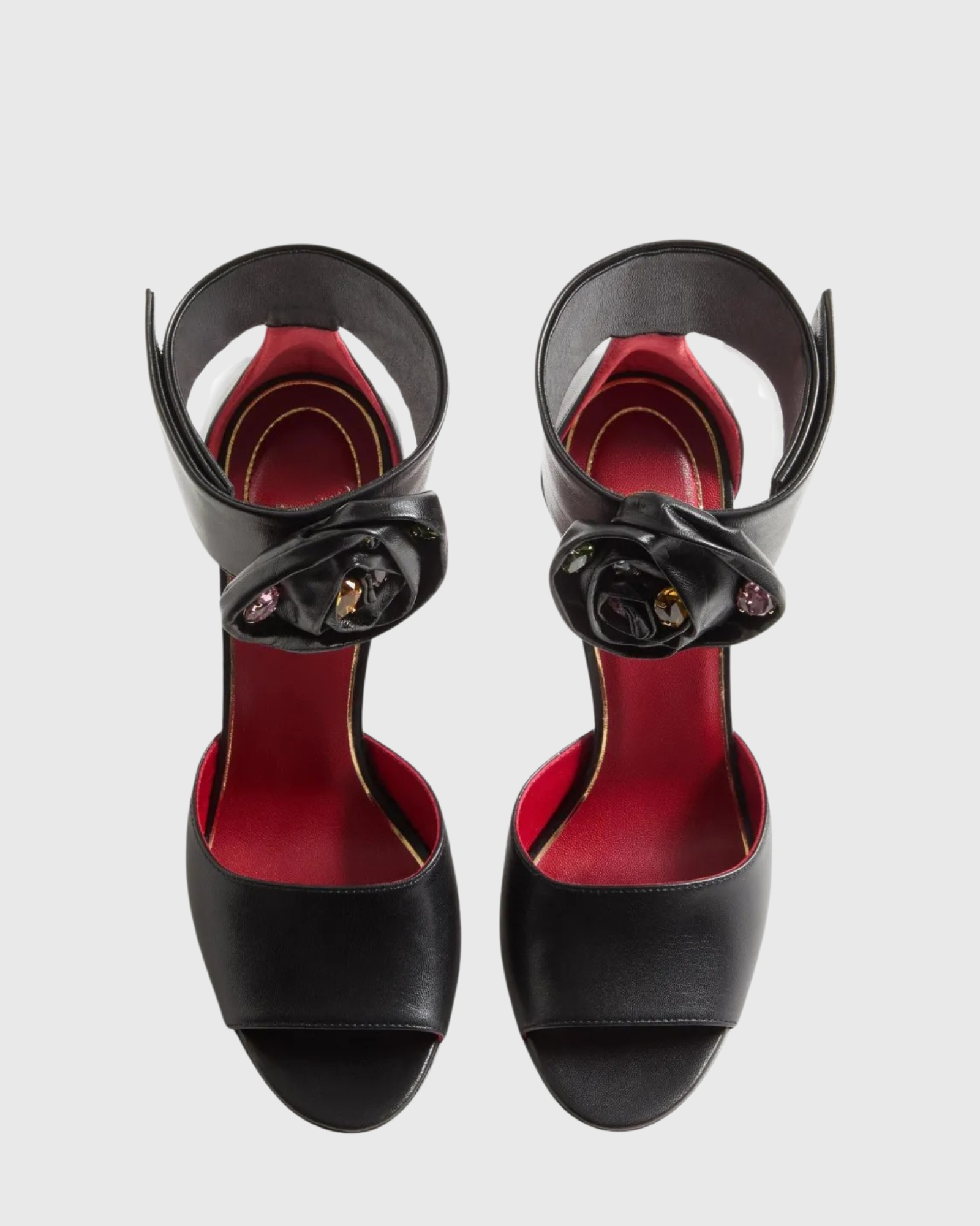 Mae Rhinestone Flower Strap Pumps In Black