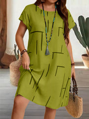 Plus Size Round Neck Short Sleeve Dress