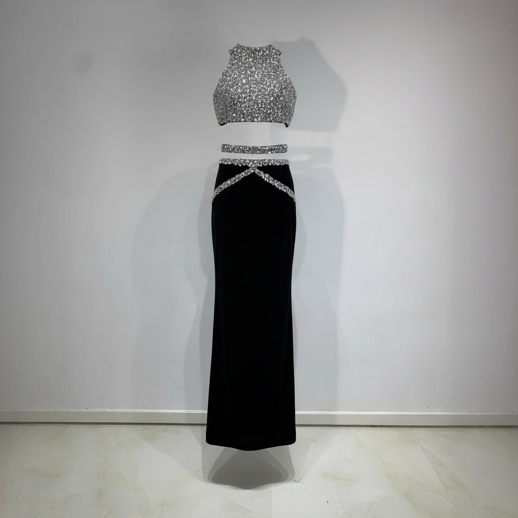 Chic Rhinestone Evening Party Dress