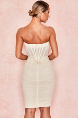 CHIC ELEGANT CORSET MINI DRESS-WHITE