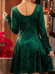 Velvet Round Neck Long Sleeve Dress