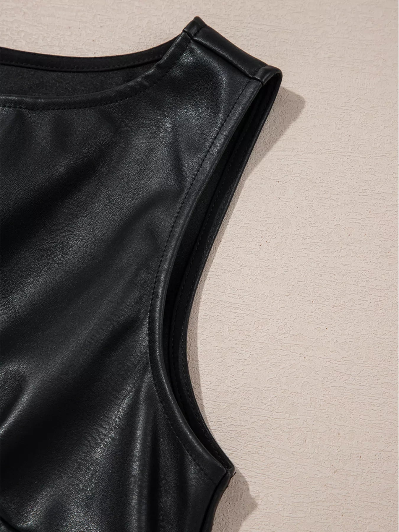 Vegan Leather Sleeveless Mini Dress