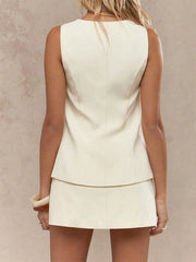 Button Down Sleeveless Top and Skirt Set