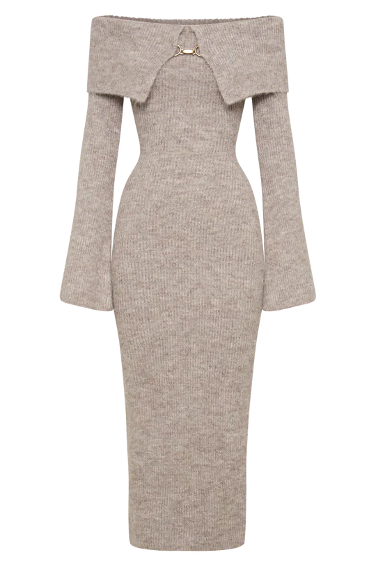 Alyia Off shoulder Fluffy Knit Dress