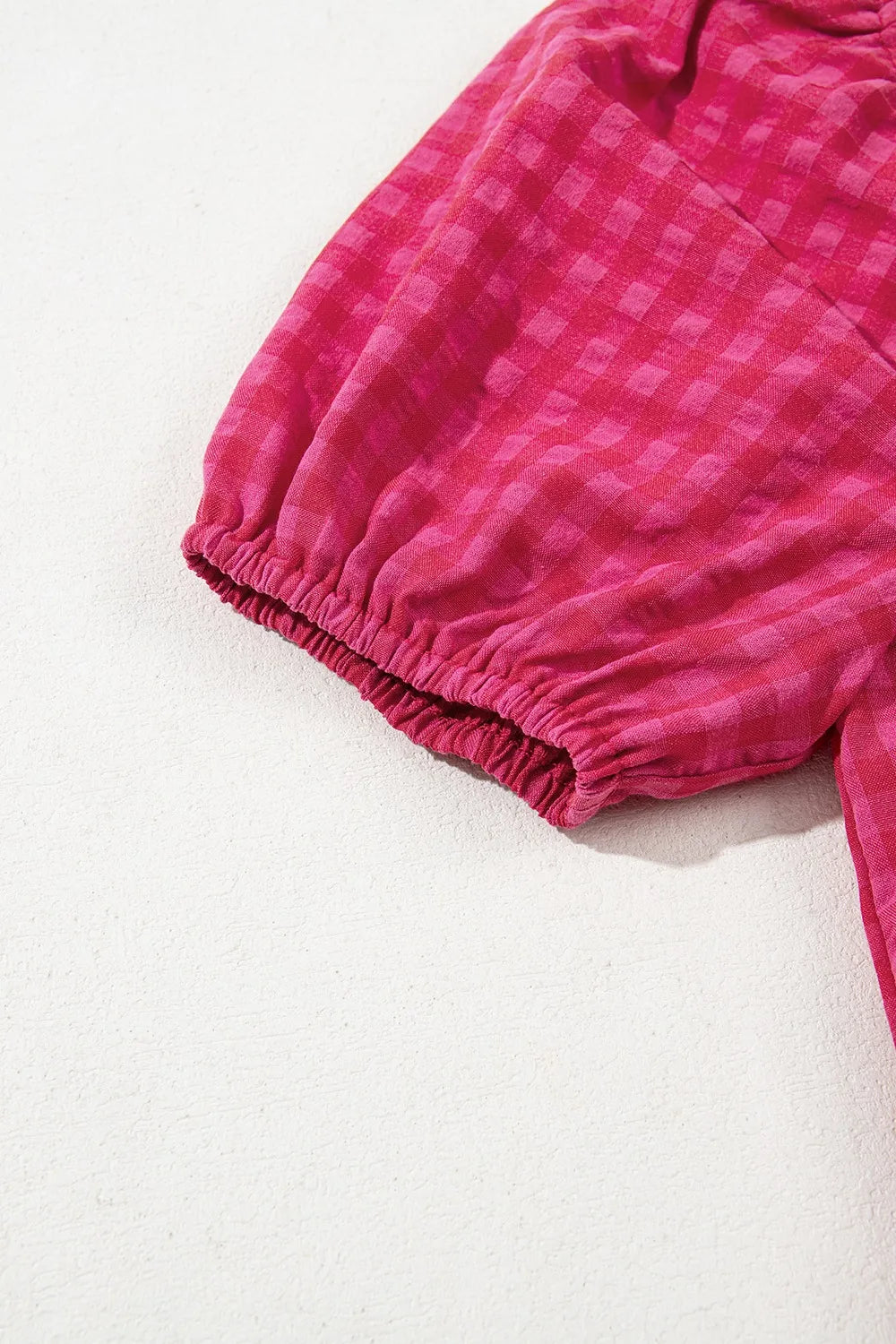 SYNZ Gingham Check Bubble Sleeve Ruffled Maxi Dress