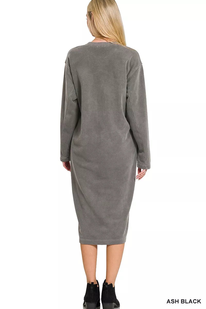 Zenana Soft Fleece Pigment Dye Sweatshirts Dress