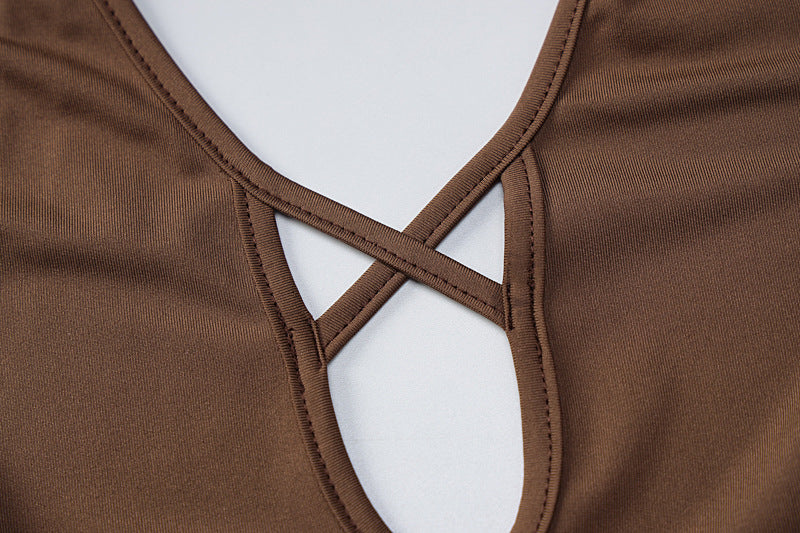 Black & Coffee Hollow Maxi Dress