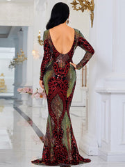 Alyia Sequin Maxi Evening Dress