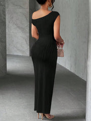 Asymmetrical One Shoulder Bodycon Maxi Dress