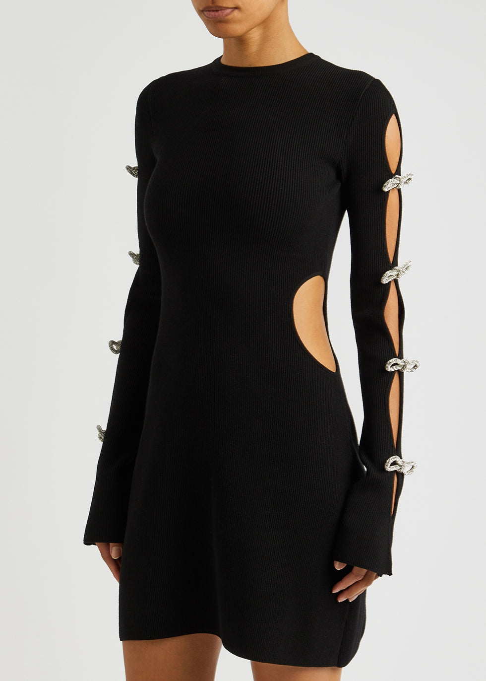 Chic Black Hollow Long Sleeve Dress