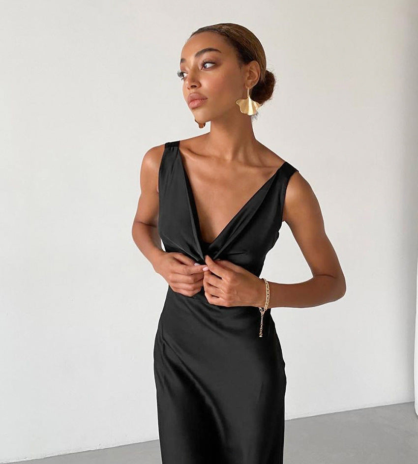 Chic Backless Ice Cream Sof Black Dress