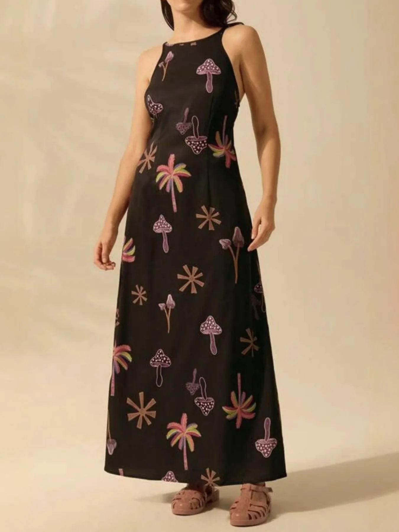 Printed Sleeveless Maxi Dress