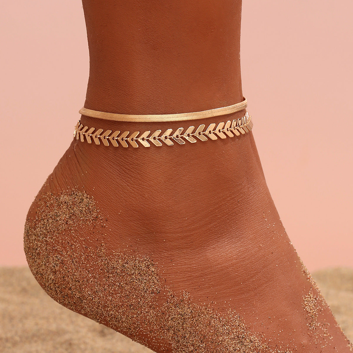 Chain Snake Bones Anklet Two-piece Set