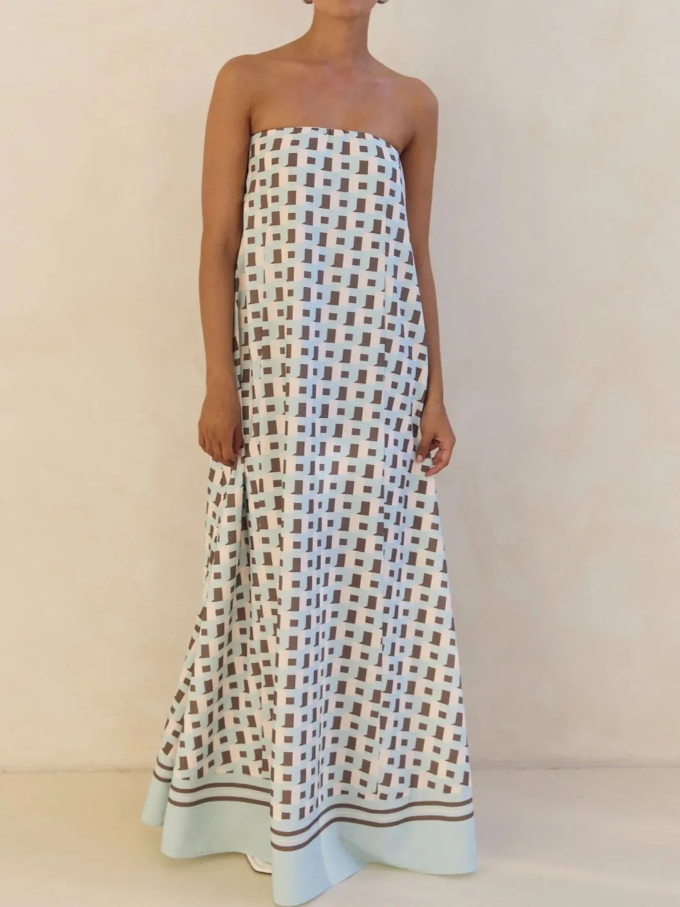 Smocked Printed Tube Maxi Dress
