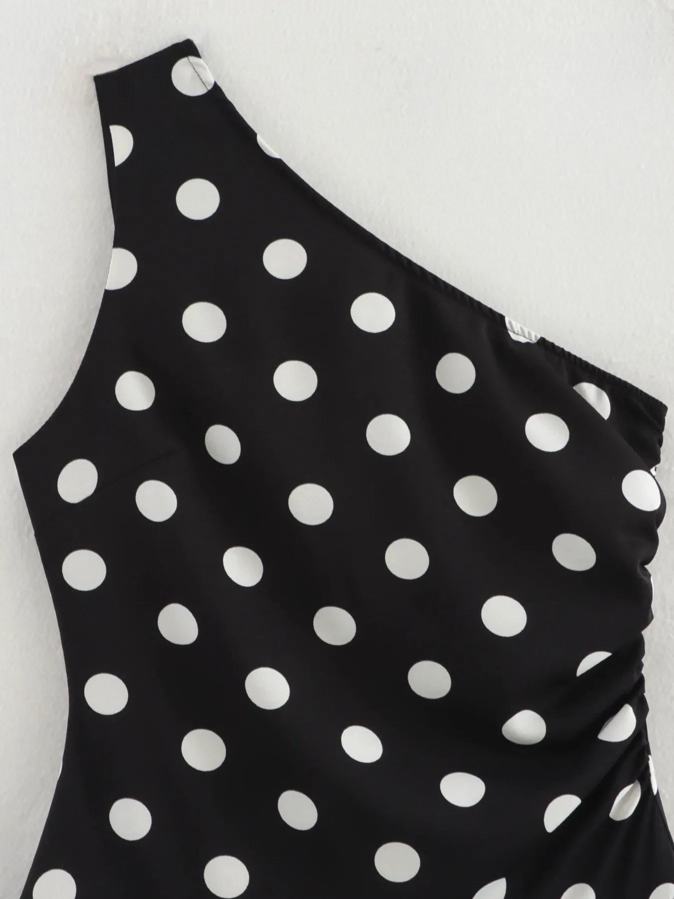 One-Shoulder Polka Dot Mini Dress