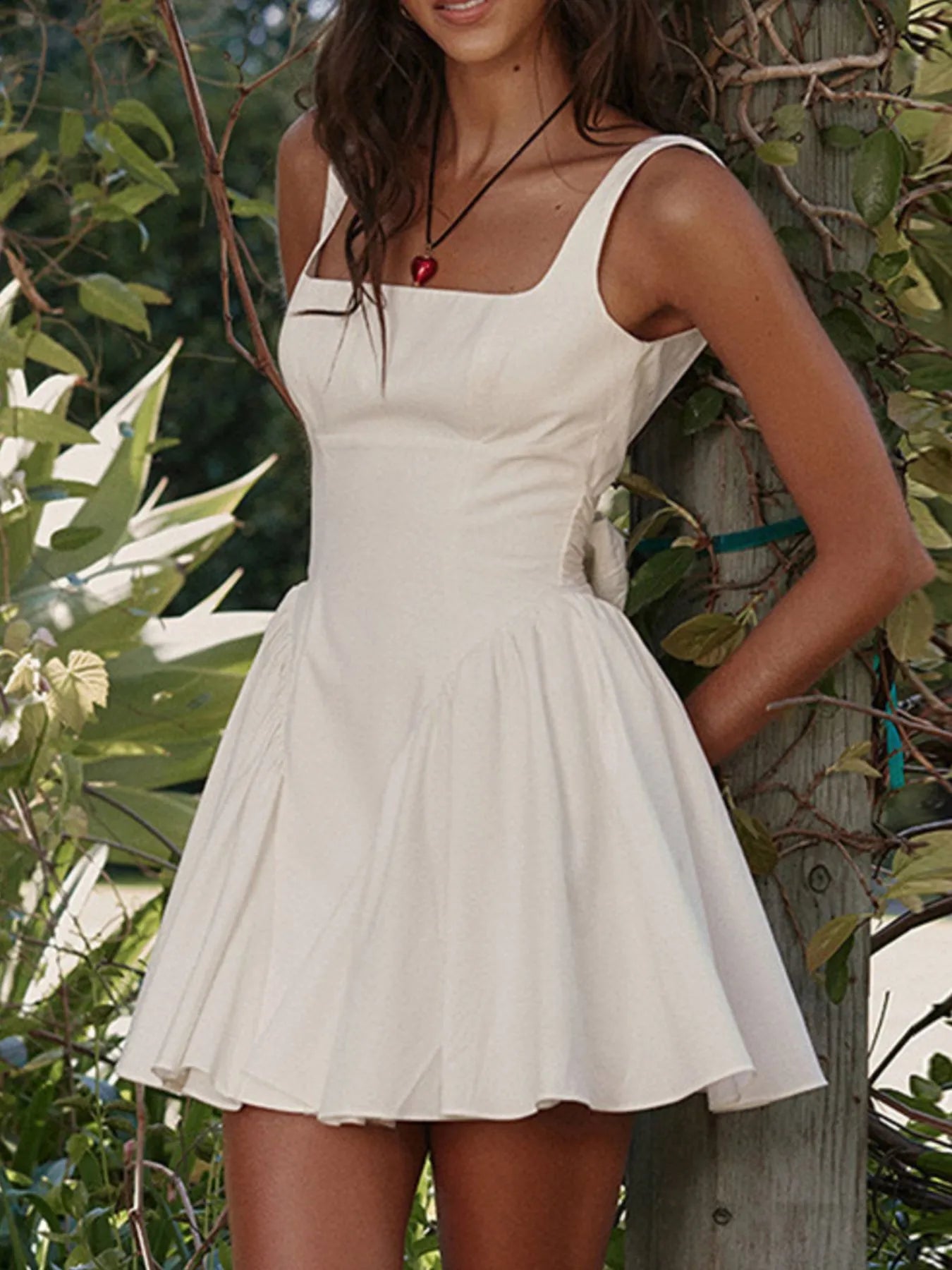 Backless Square Neck Mini Dress