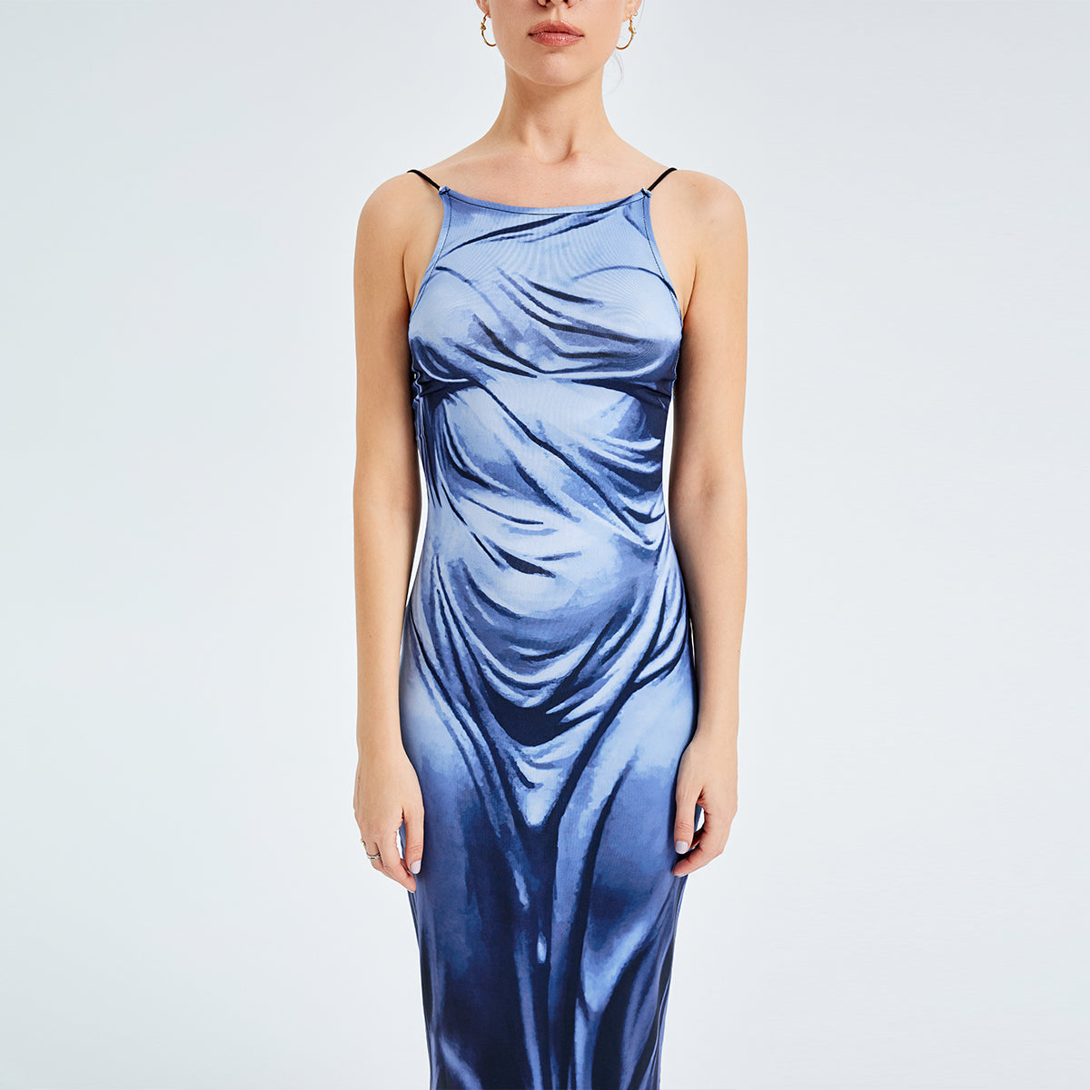 Fashion Print Backless Cami Long Dress
