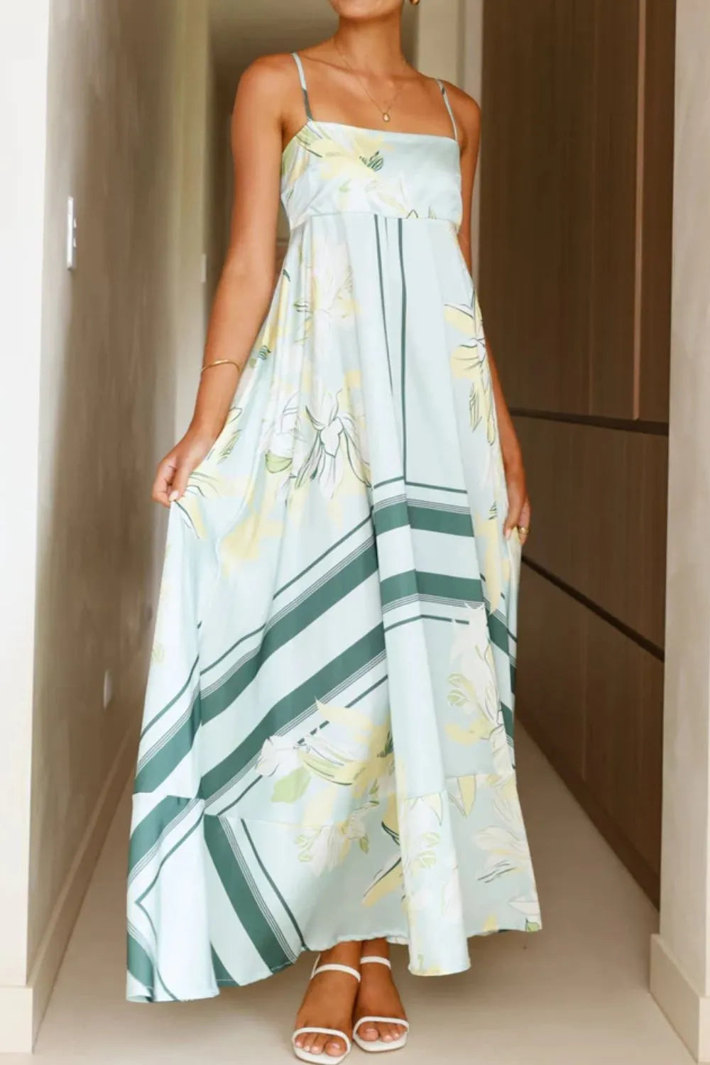 Printed Square Neck Cami Maxi Dress
