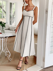 Contrast Wide Strap Midi Cami Dress