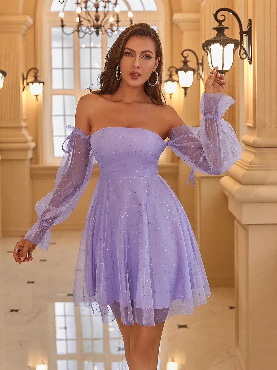 Aerika wrapped Off-shoulder Sweet Princess Dress