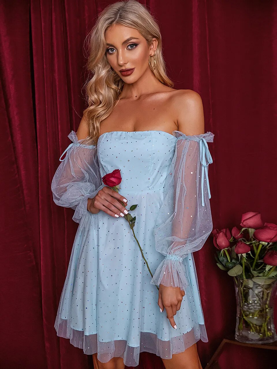Aerika wrapped Off-shoulder Sweet Princess Dress