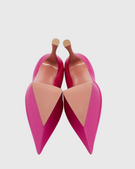 Agata Satin Strap Platform Heels In Hot Pink