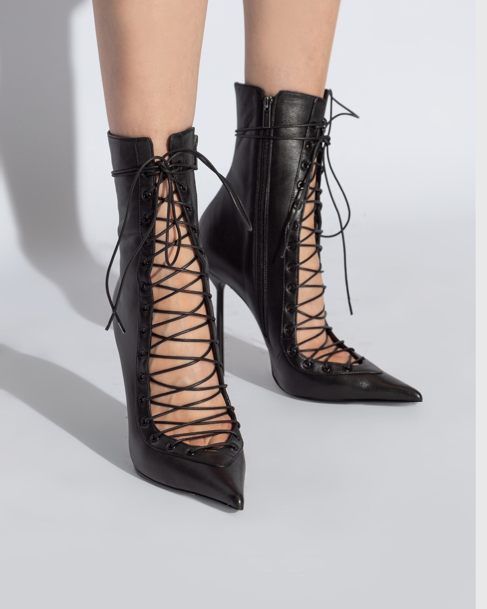Agnola Lace Up Leather Ankle Boots