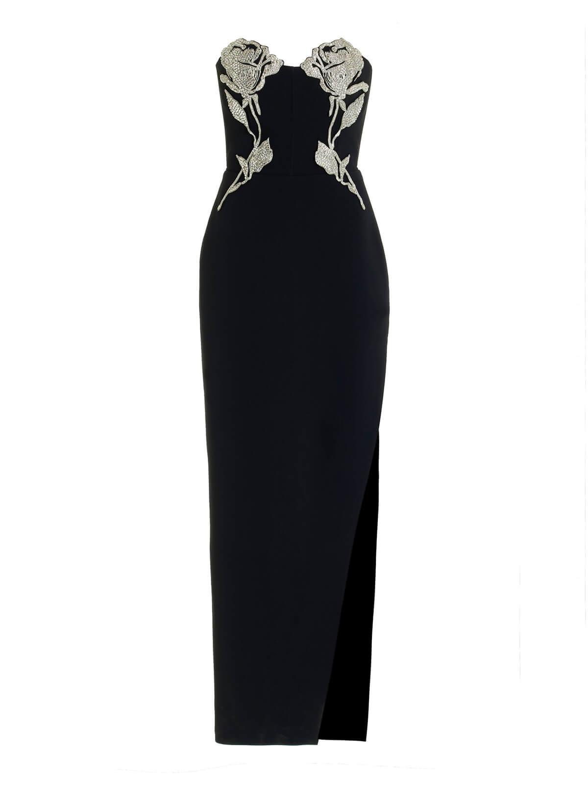 Alyia Bandage Rose Diamond Slit Party Dress